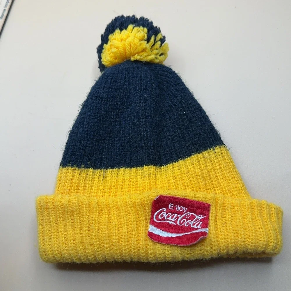 Pittsburgh Penguins Vintage Knit Beanie Navy Yellow Coca-Cola Patch